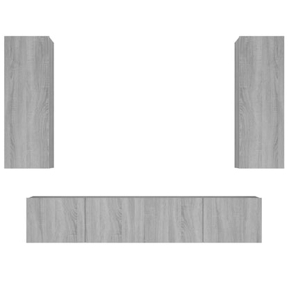 vidaXL Meuble TV, 4 pcs, Gris sonoma, Bois d'ingénierie