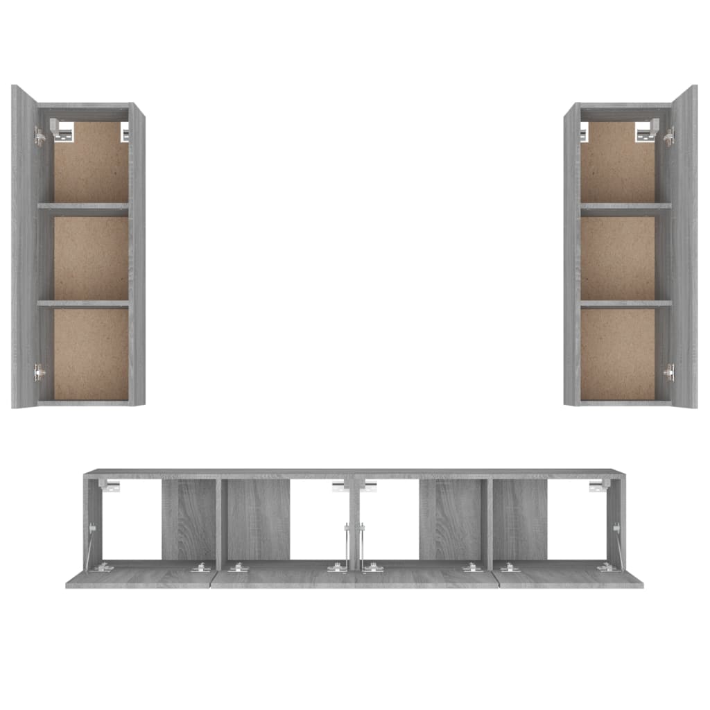 vidaXL Meuble TV, 4 pcs, Gris sonoma, Bois d'ingénierie