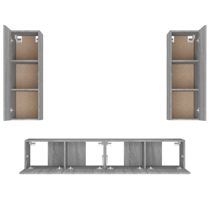 vidaXL Meuble TV, 4 pcs, Gris sonoma, Bois d'ingénierie