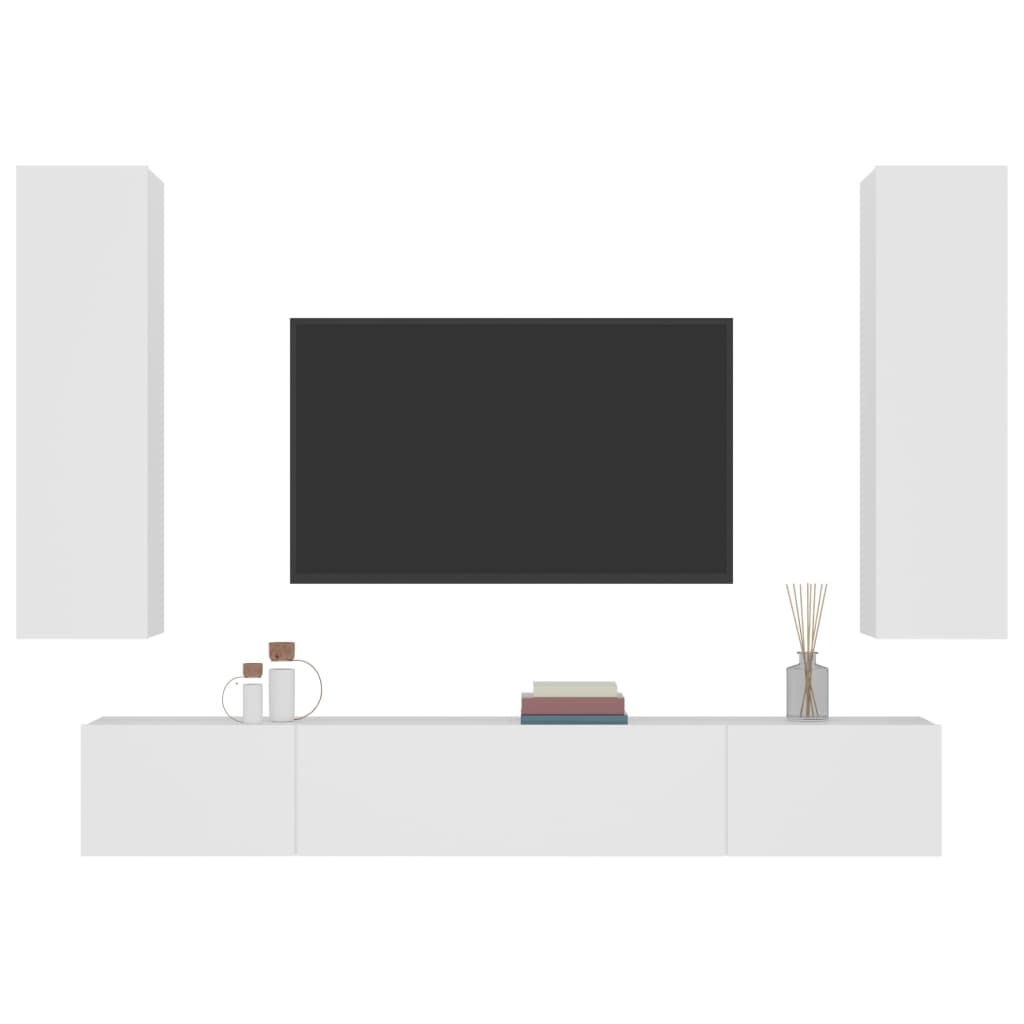 vidaXL Ensemble de 4 meubles TV Blanc Bois d'ingénierie