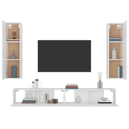 vidaXL Ensemble de 4 meubles TV Blanc Bois d'ingénierie