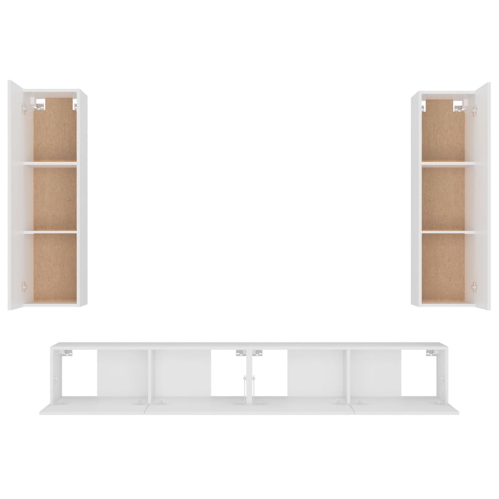 vidaXL Ensemble de 4 meubles TV Blanc Bois d'ingénierie