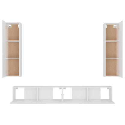 vidaXL Ensemble de 4 meubles TV Blanc Bois d'ingénierie