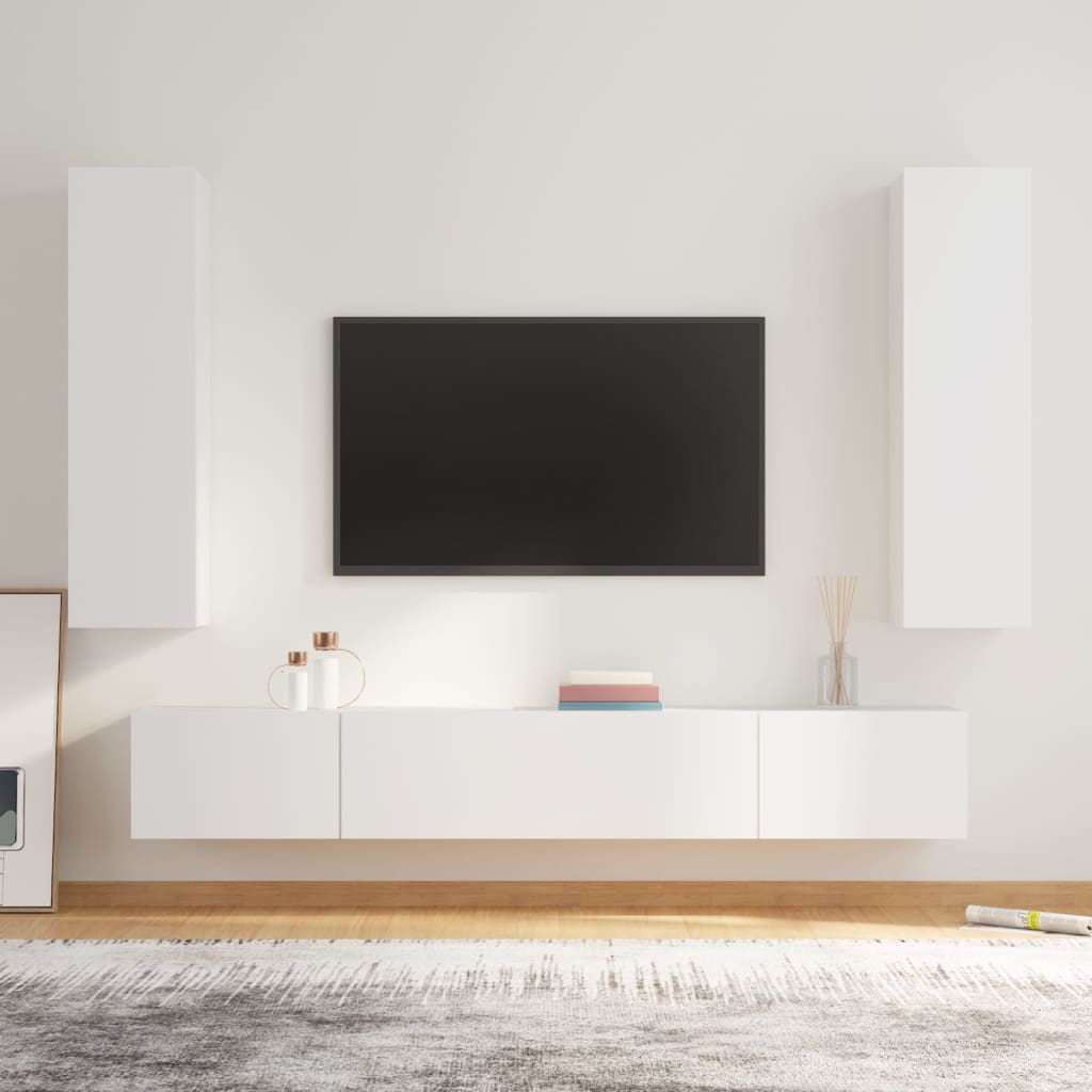 vidaXL Ensemble de 4 meubles TV Blanc Bois d'ingénierie