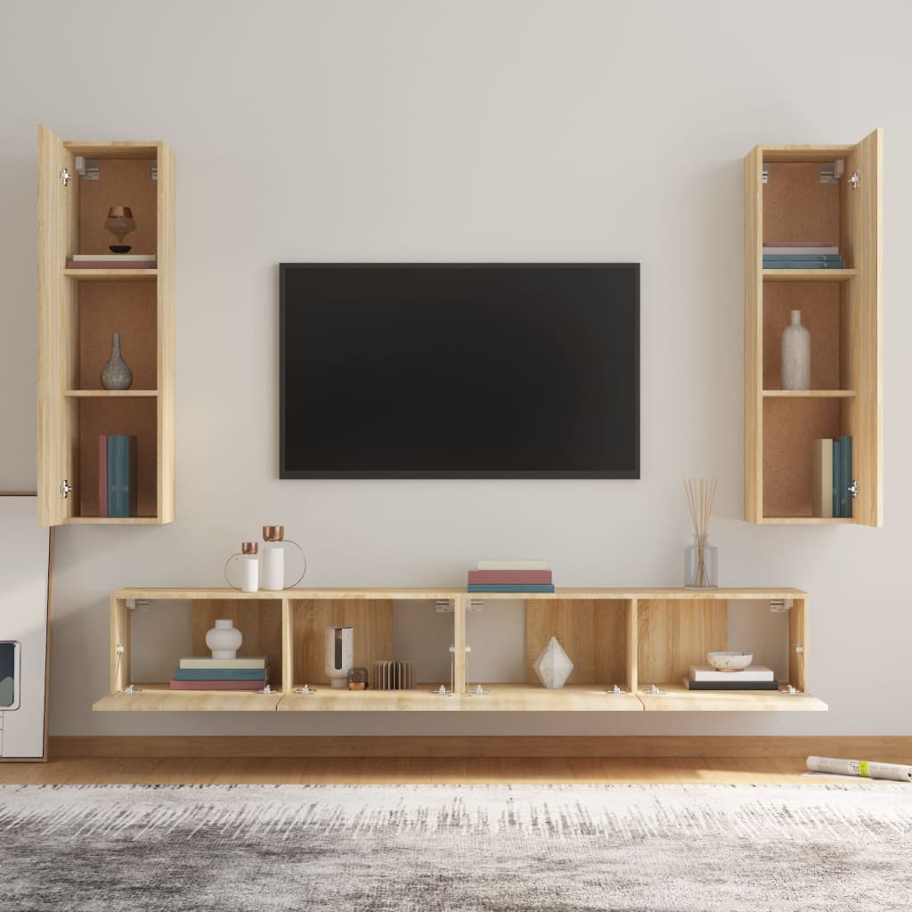 vidaXL Meuble TV 4 pcs Aggloméré Chêne Sonoma