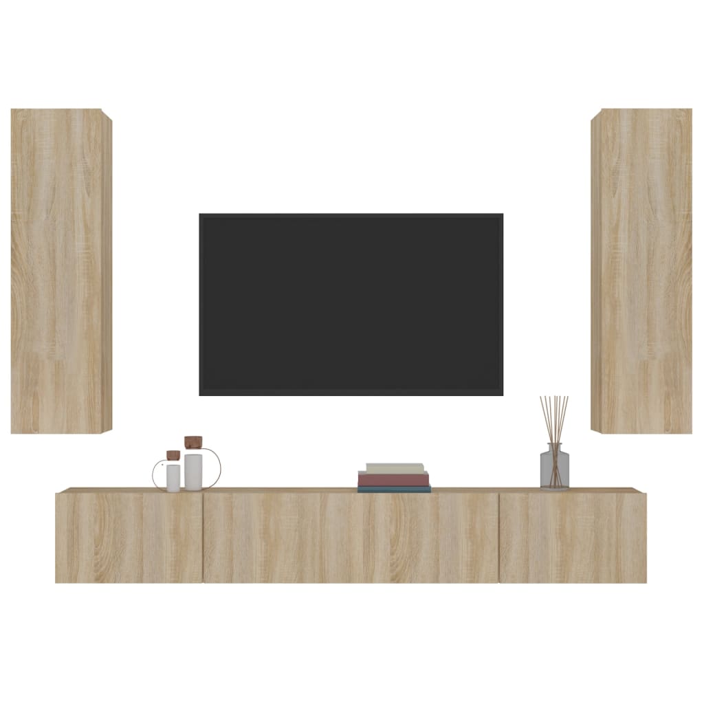 vidaXL Meuble TV 4 pcs Aggloméré Chêne Sonoma
