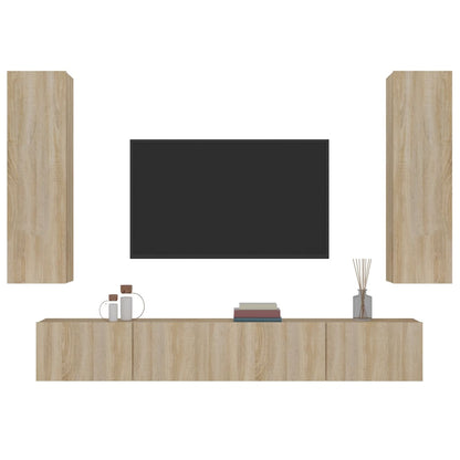 vidaXL Meuble TV 4 pcs Aggloméré Chêne Sonoma