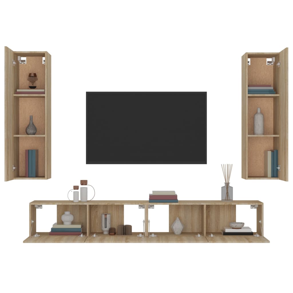 vidaXL Meuble TV 4 pcs Aggloméré Chêne Sonoma