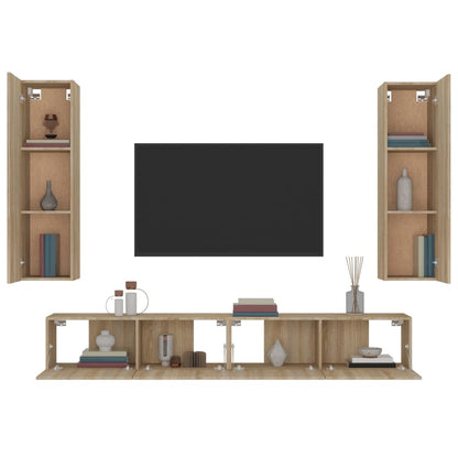 vidaXL Meuble TV 4 pcs Aggloméré Chêne Sonoma