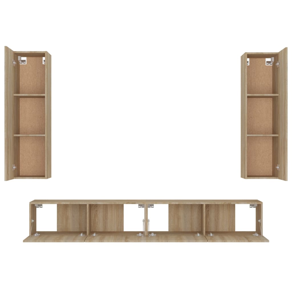 vidaXL Meuble TV 4 pcs Aggloméré Chêne Sonoma