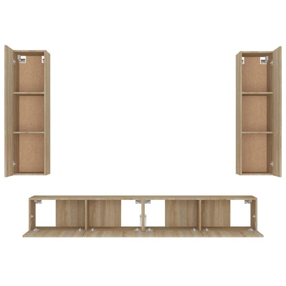 vidaXL Meuble TV 4 pcs Aggloméré Chêne Sonoma