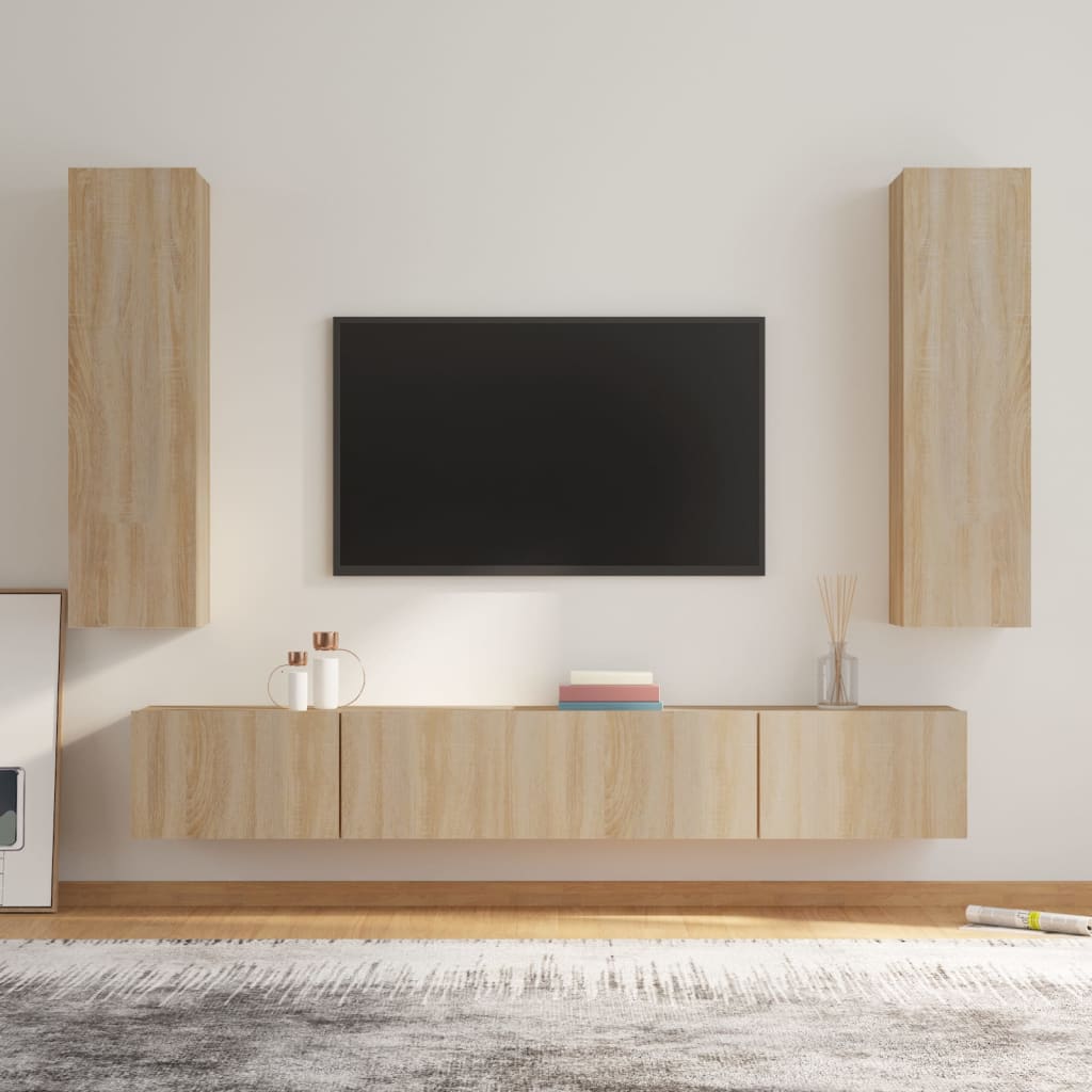 vidaXL Meuble TV 4 pcs Aggloméré Chêne Sonoma