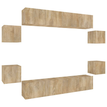 vidaXL Ensemble de 8 meubles TV Chêne Sonoma Bois d'ingénierie