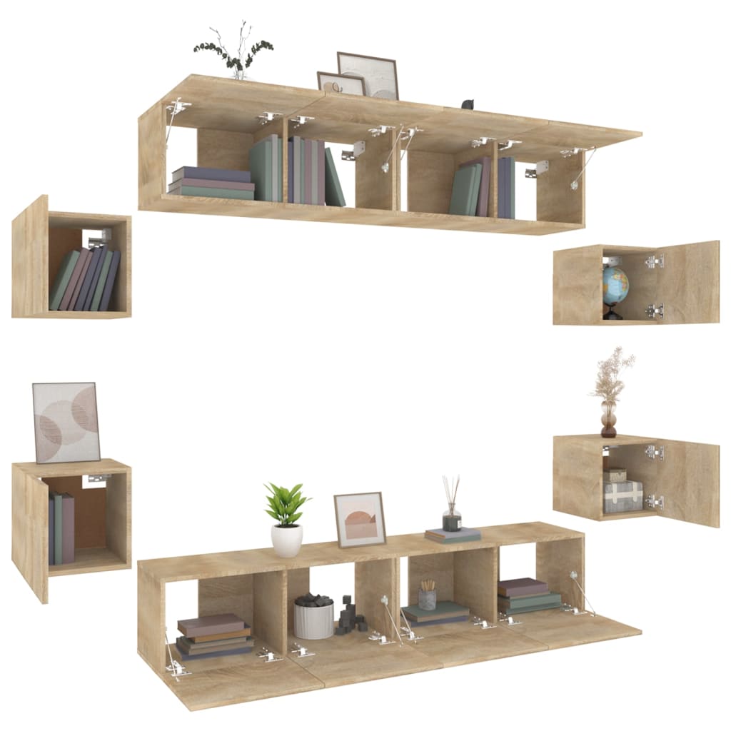 vidaXL 8-tlg. TV-Schrank-Set Sonoma-Eiche Holzwerkstoff