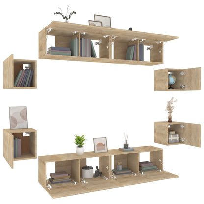 vidaXL 8-tlg. TV-Schrank-Set Sonoma-Eiche Holzwerkstoff