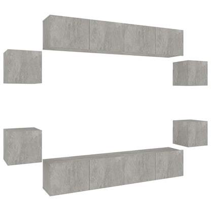 vidaXL Meuble TV 8 pcs Gris béton Aggloméré