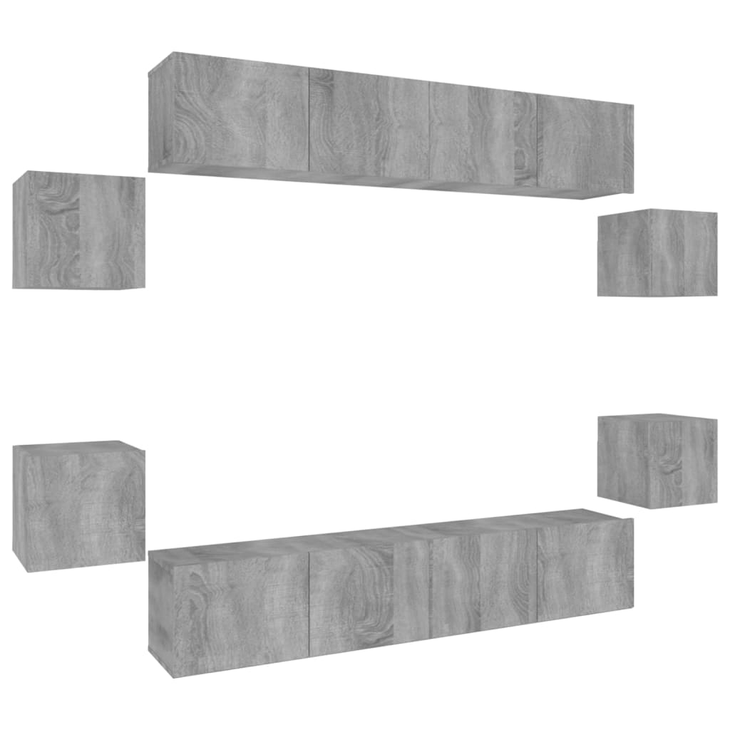 vidaXL Ensemble de meubles TV 8 pcs Gris Sonoma Aggloméré
