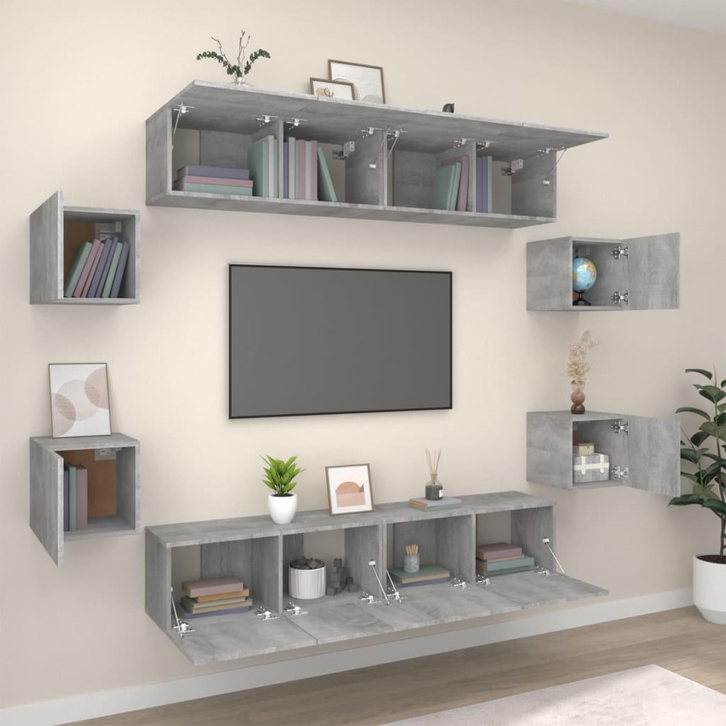 vidaXL Ensemble de meubles TV 8 pcs Gris Sonoma Aggloméré