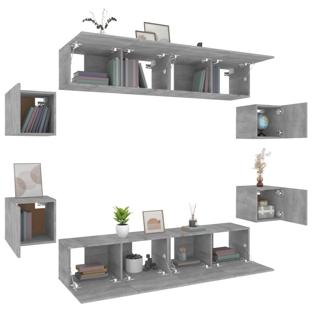 vidaXL Ensemble de meubles TV 8 pcs Gris Sonoma Aggloméré