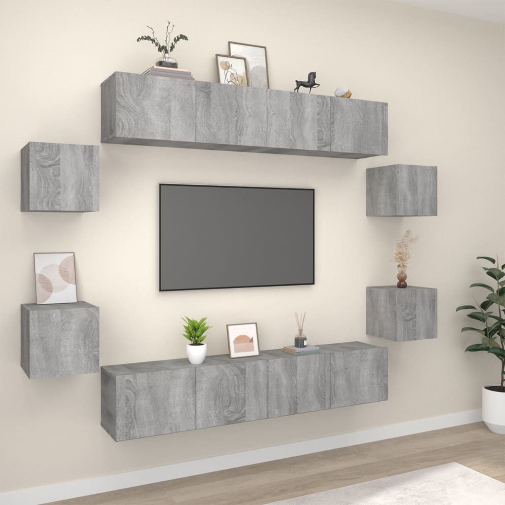 vidaXL Ensemble de meubles TV 8 pcs Gris Sonoma Aggloméré