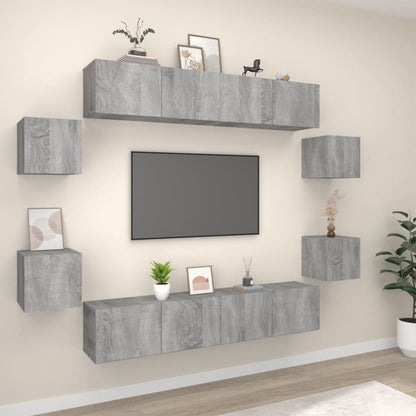 vidaXL Ensemble de meubles TV 8 pcs Gris Sonoma Aggloméré