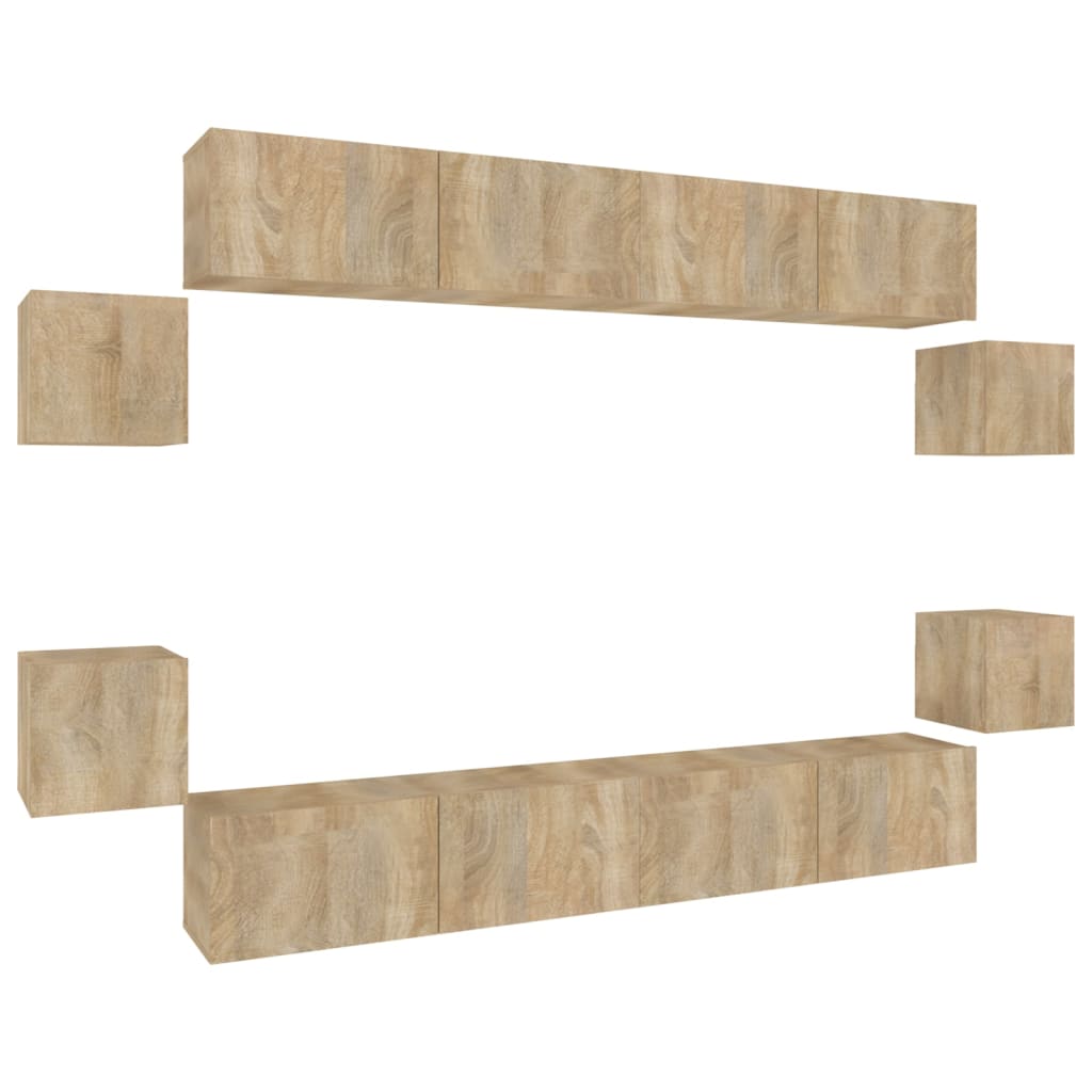vidaXL Ensemble de 8 meubles TV Chêne Sonoma Bois d'ingénierie