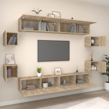 vidaXL Ensemble de 8 meubles TV Chêne Sonoma Bois d'ingénierie