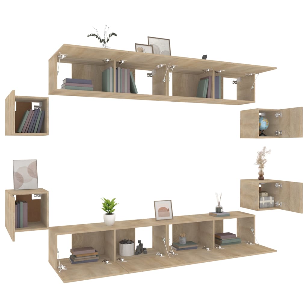 vidaXL Ensemble de 8 meubles TV Chêne Sonoma Bois d'ingénierie