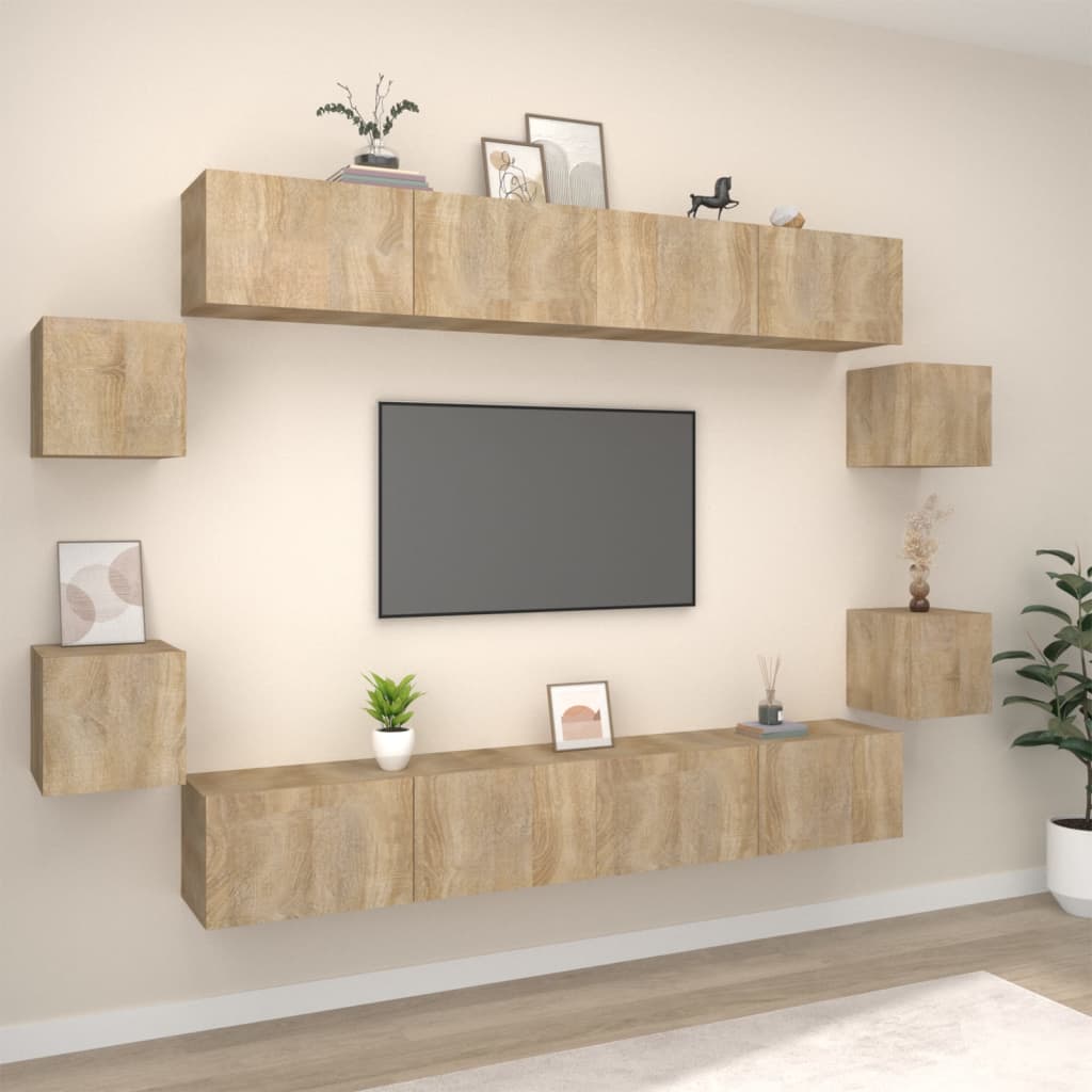 vidaXL Ensemble de 8 meubles TV Chêne Sonoma Bois d'ingénierie