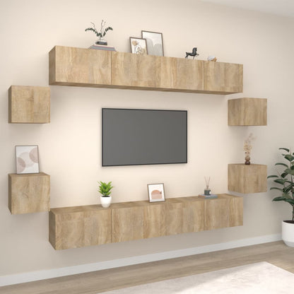 vidaXL Ensemble de 8 meubles TV Chêne Sonoma Bois d'ingénierie