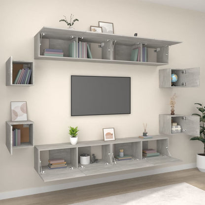 vidaXL Meuble TV 8 pcs Gris béton Aggloméré
