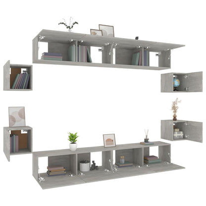 vidaXL Meuble TV 8 pcs Gris béton Aggloméré