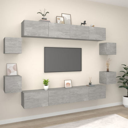 vidaXL Meuble TV 8 pcs Gris béton Aggloméré