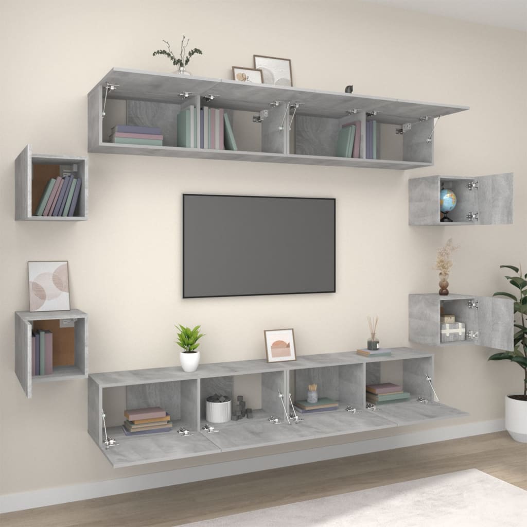 vidaXL Ensemble de meubles TV 8 pcs Gris Sonoma Aggloméré
