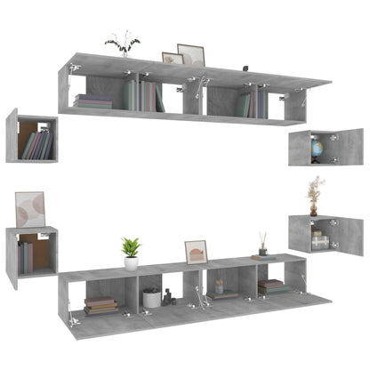 vidaXL Ensemble de meubles TV 8 pcs Gris Sonoma Aggloméré