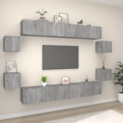 vidaXL Ensemble de meubles TV 8 pcs Gris Sonoma Aggloméré