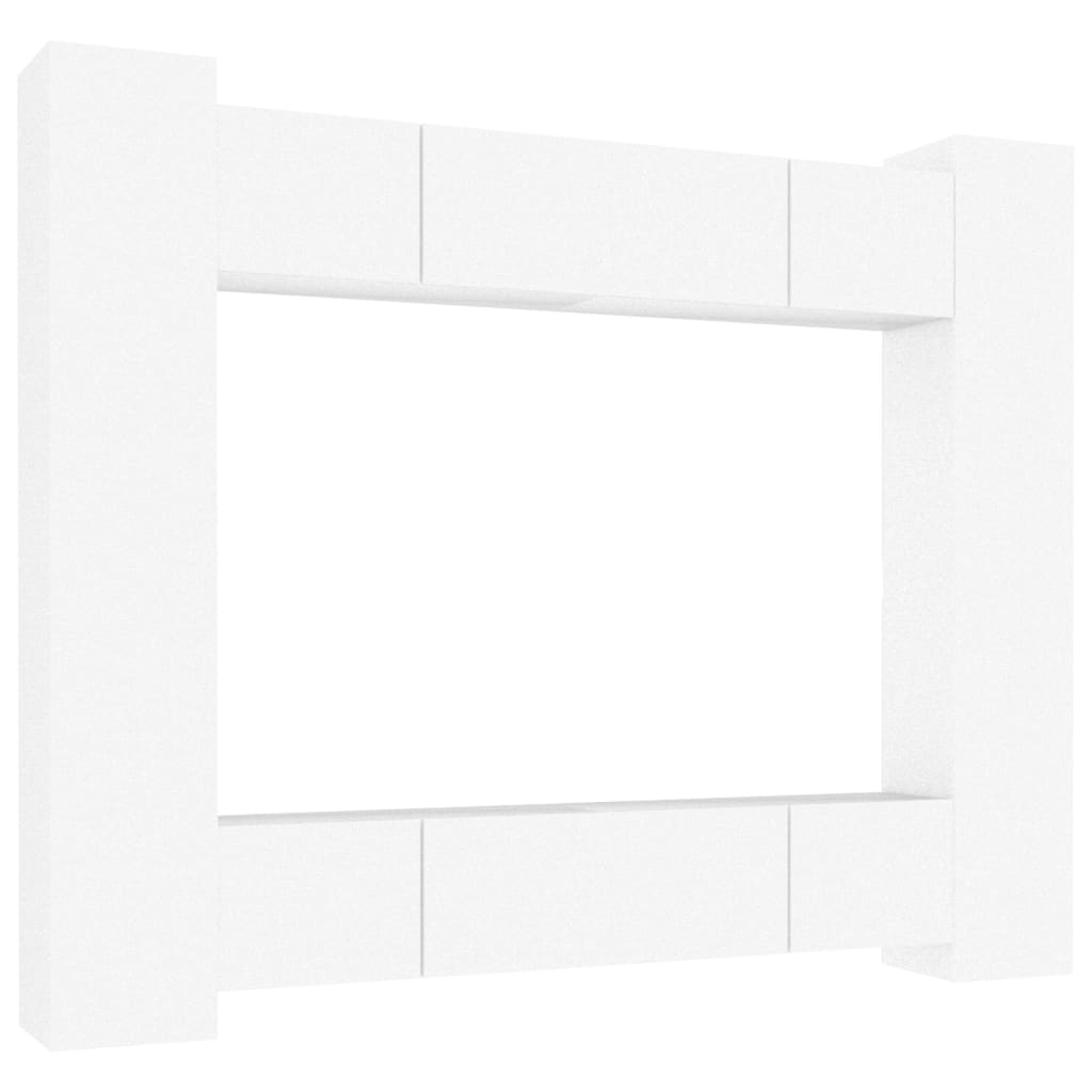 vidaXL Meuble TV, 8 pcs, Blanc, Bois d'ingénierie