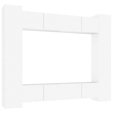 vidaXL Meuble TV, 8 pcs, Blanc, Bois d'ingénierie