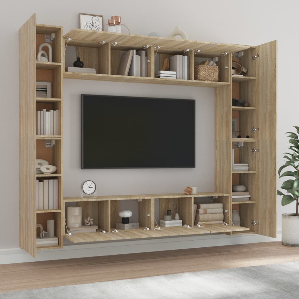 vidaXL Ensemble de 8 meubles TV Chêne Sonoma Bois d'ingénierie