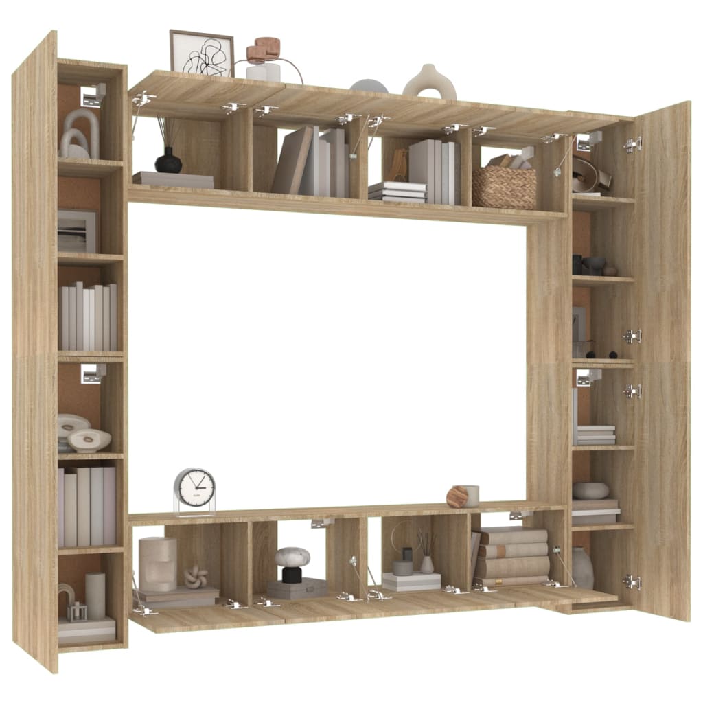 vidaXL Ensemble de 8 meubles TV Chêne Sonoma Bois d'ingénierie