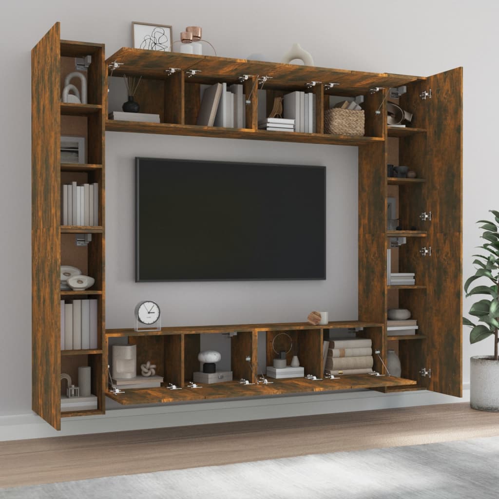 vidaXL Ensemble de 8 meubles TV en aggloméré chêne fumé