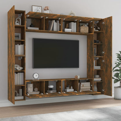 vidaXL Ensemble de 8 meubles TV en aggloméré chêne fumé