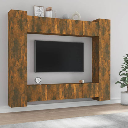 vidaXL Ensemble de 8 meubles TV en aggloméré chêne fumé