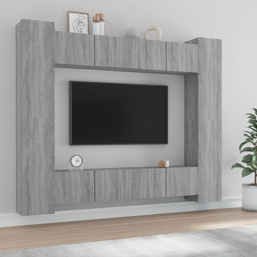 vidaXL Ensemble de meubles TV 8 pcs Gris Sonoma Aggloméré