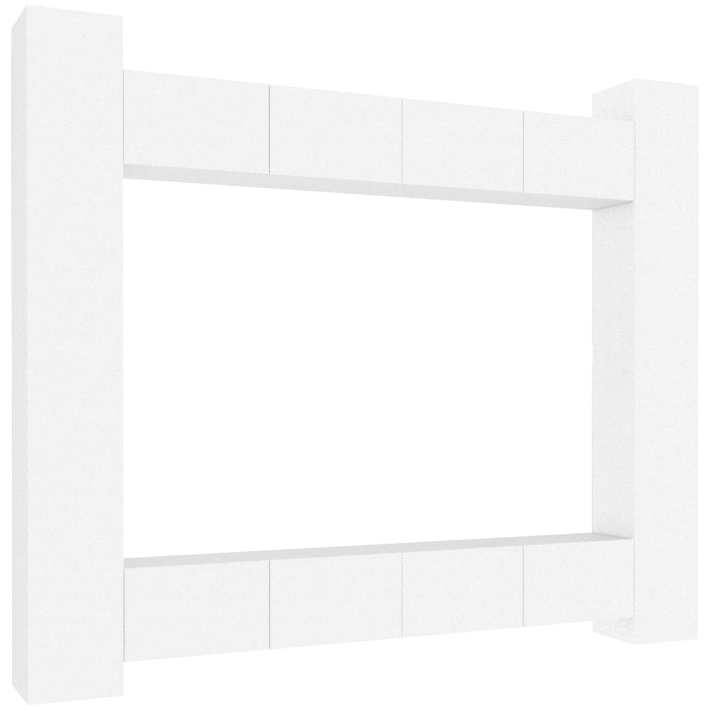 vidaXL Meuble TV, 8 pcs, Blanc, Bois d'ingénierie