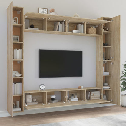 vidaXL Ensemble de 8 meubles TV Chêne Sonoma Bois d'ingénierie