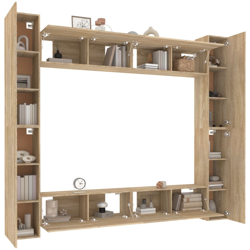 vidaXL Ensemble de 8 meubles TV Chêne Sonoma Bois d'ingénierie