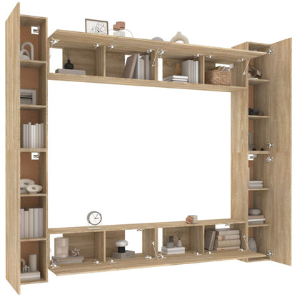 vidaXL Ensemble de 8 meubles TV Chêne Sonoma Bois d'ingénierie