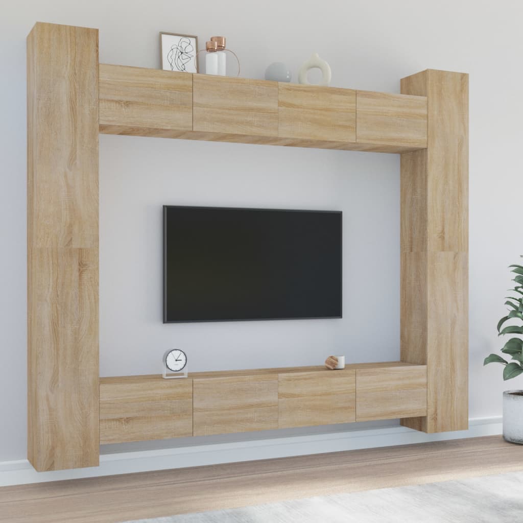 vidaXL Ensemble de 8 meubles TV Chêne Sonoma Bois d'ingénierie