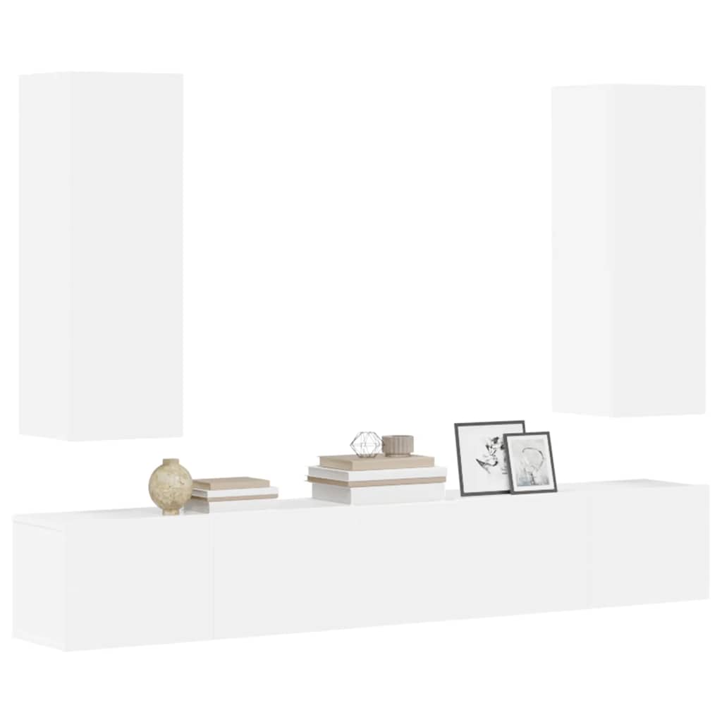 Ensemble de 5 meubles TV vidaXL blanc en bois d'ingénierie
